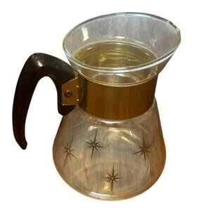Vintage Pyrex Corning 1960s Atomic Star Burst 4 Cup Coffee Pot Carafe Heatproof